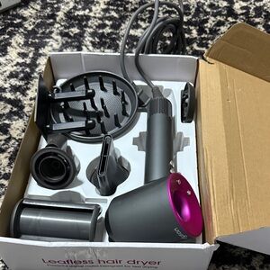 Hair Dryer with Pink Accent and Gray Body